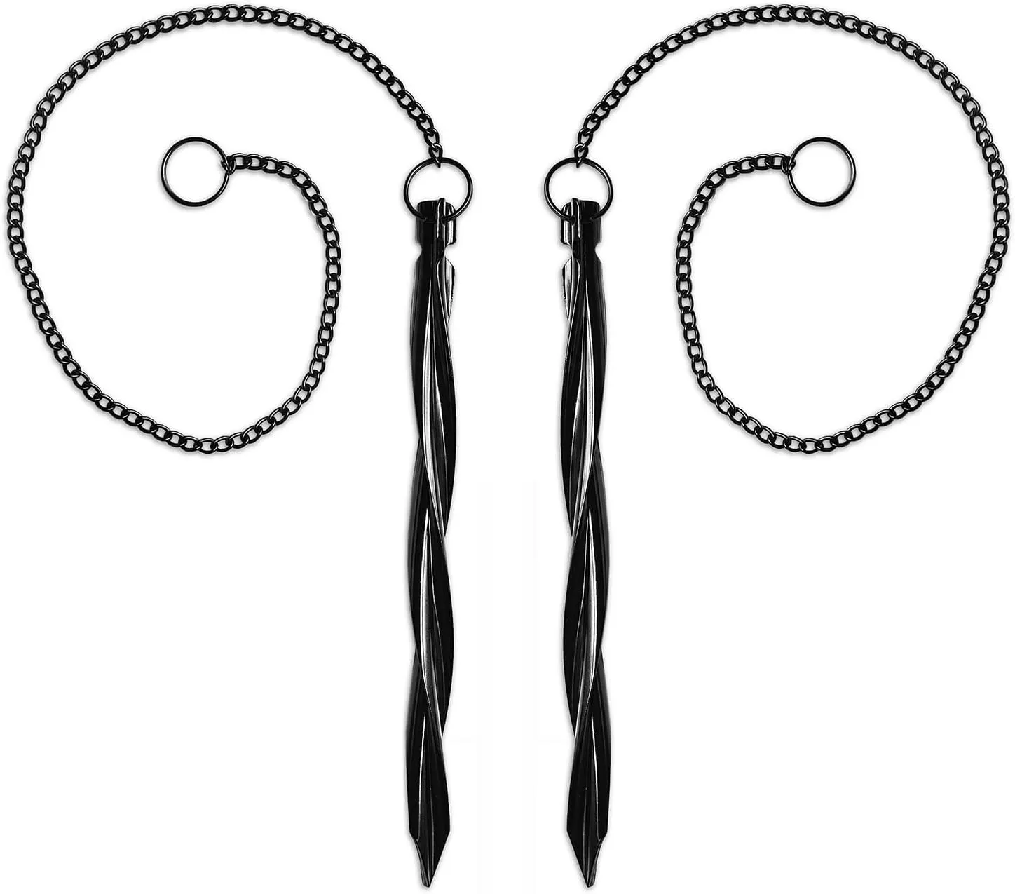 QMARK 2 Pack Rain Chain Anchors - Black Rain Chain Anchoring Stakes for Gutter with 10 Inch Stake and 20 Inch Chain