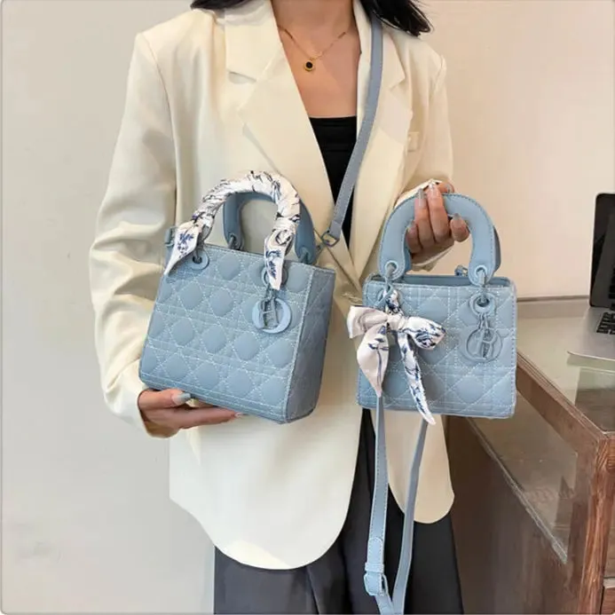 Quilted Handbags/Tote Bags With Scarf