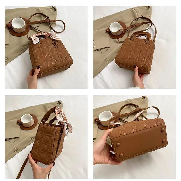 Quilted Handbags/Tote Bags With Scarf