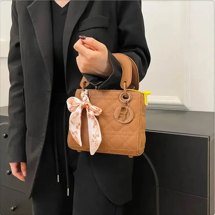 Quilted Handbags/Tote Bags With Scarf