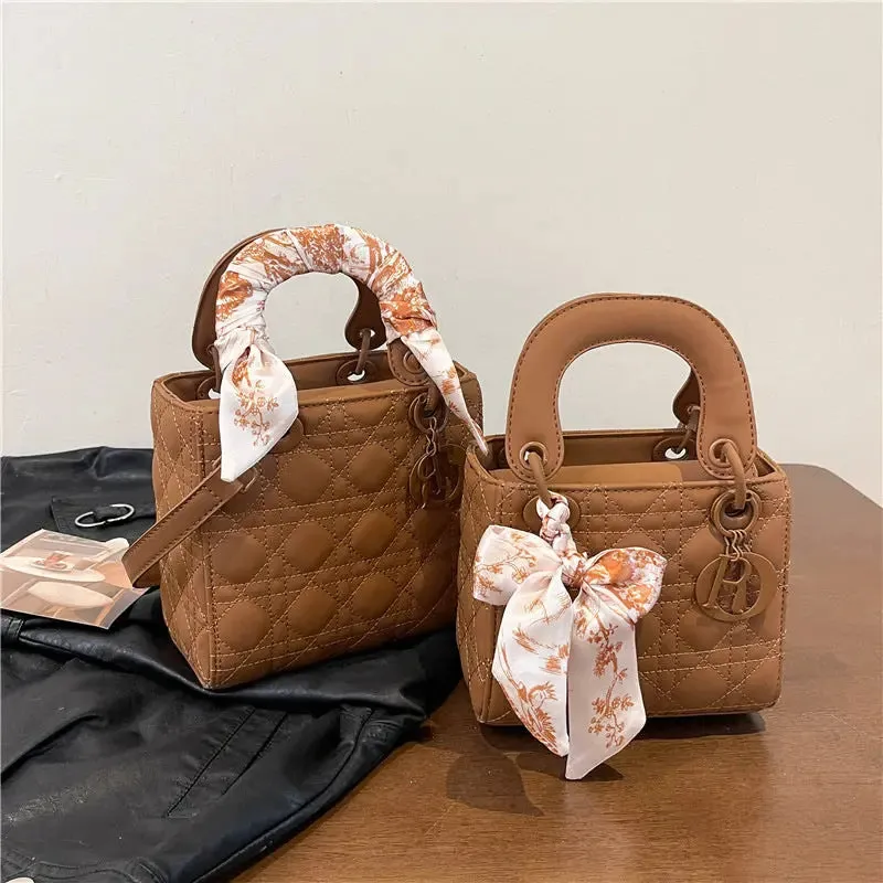 Quilted Handbags/Tote Bags With Scarf
