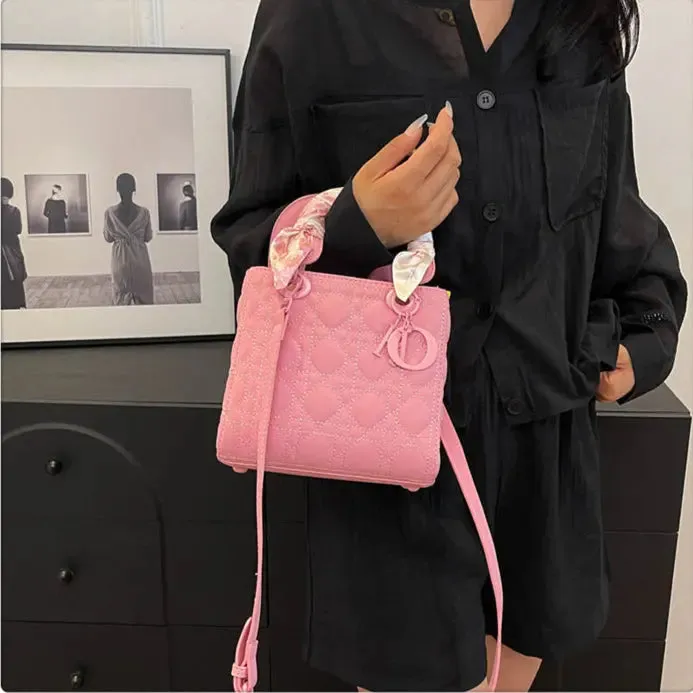 Quilted Handbags/Tote Bags With Scarf