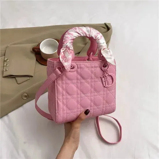 Quilted Handbags/Tote Bags With Scarf