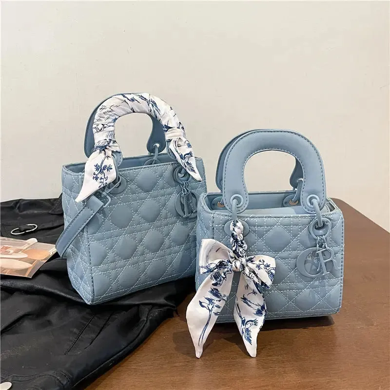 Quilted Handbags/Tote Bags With Scarf