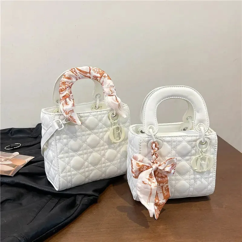 Quilted Handbags/Tote Bags With Scarf