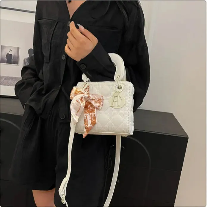 Quilted Handbags/Tote Bags With Scarf