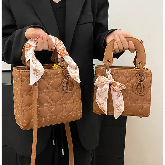 Quilted Handbags/Tote Bags With Scarf