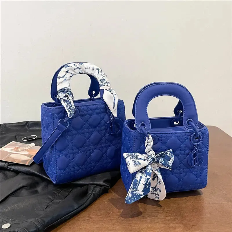 Quilted Handbags/Tote Bags With Scarf