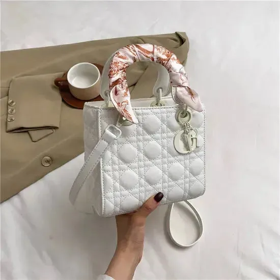 Quilted Handbags/Tote Bags With Scarf