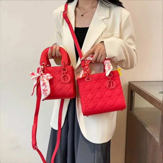 Quilted Handbags/Tote Bags With Scarf