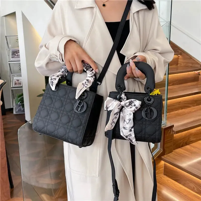 Quilted Handbags/Tote Bags With Scarf