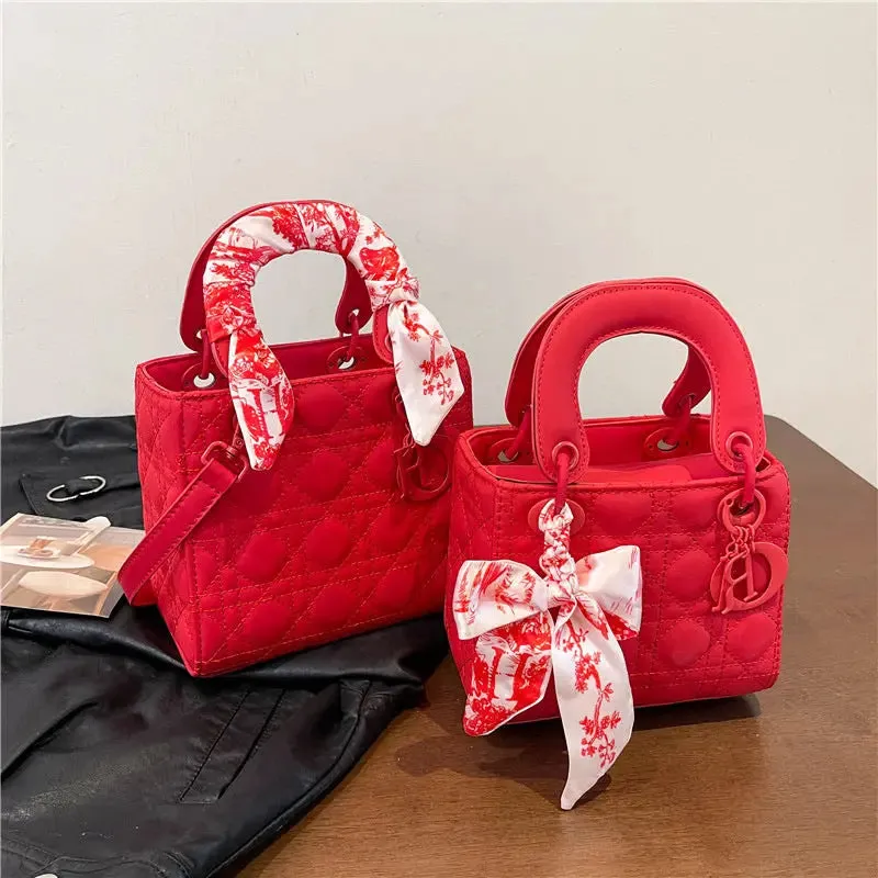 Quilted Handbags/Tote Bags With Scarf