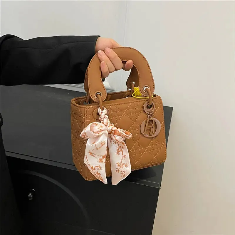 Quilted Handbags/Tote Bags With Scarf