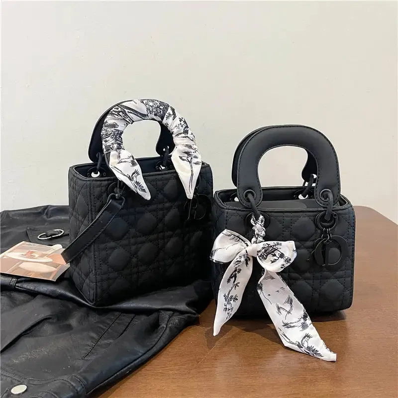 Quilted Handbags/Tote Bags With Scarf