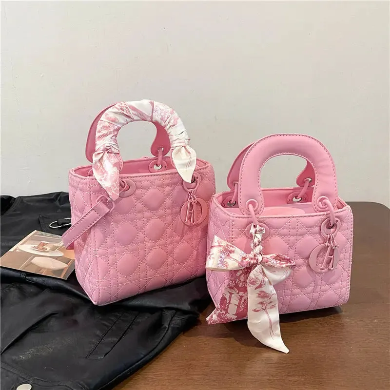 Quilted Handbags/Tote Bags With Scarf