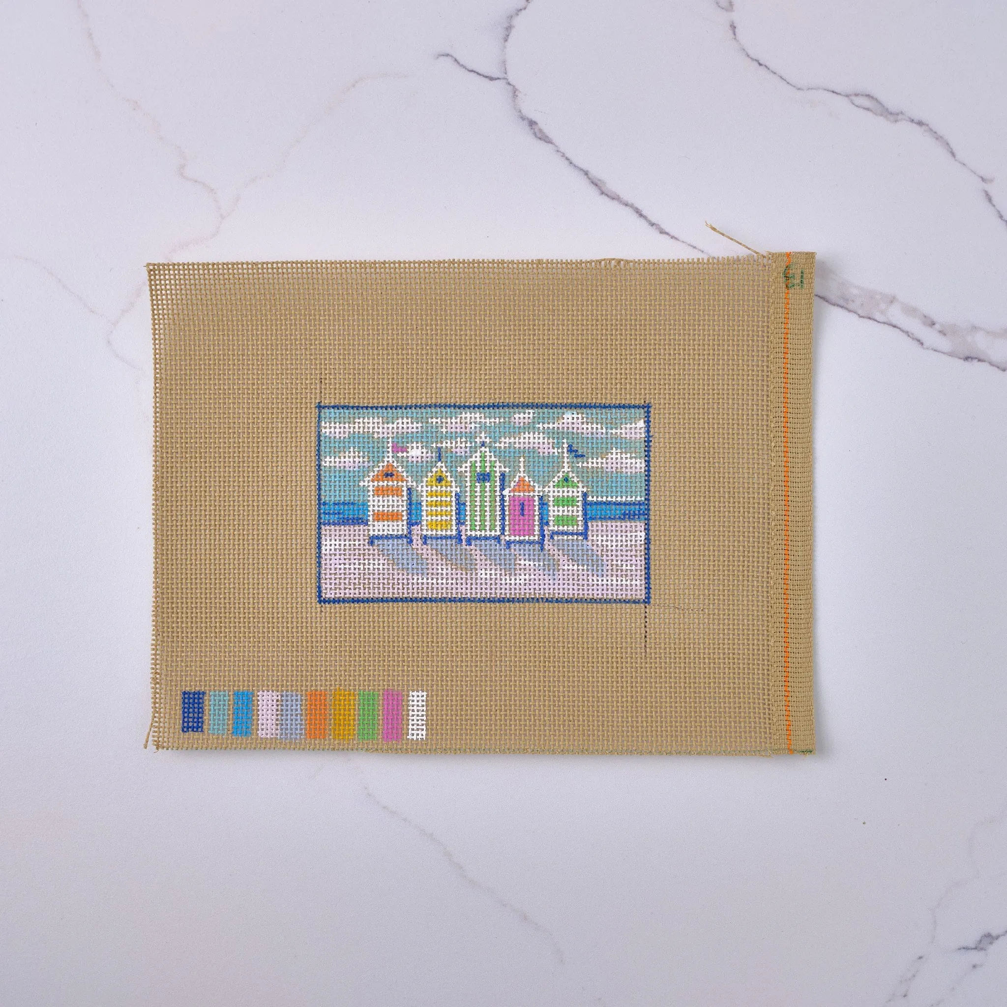 "Beach Houses" Hand Painted Needlepoint Canvas