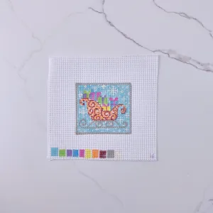"Christmas Sleigh" - Hand Painted Needlepoint Canvas