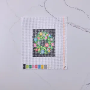 "Christmas Wreath" - Hand Painted Needlepoint Canvas