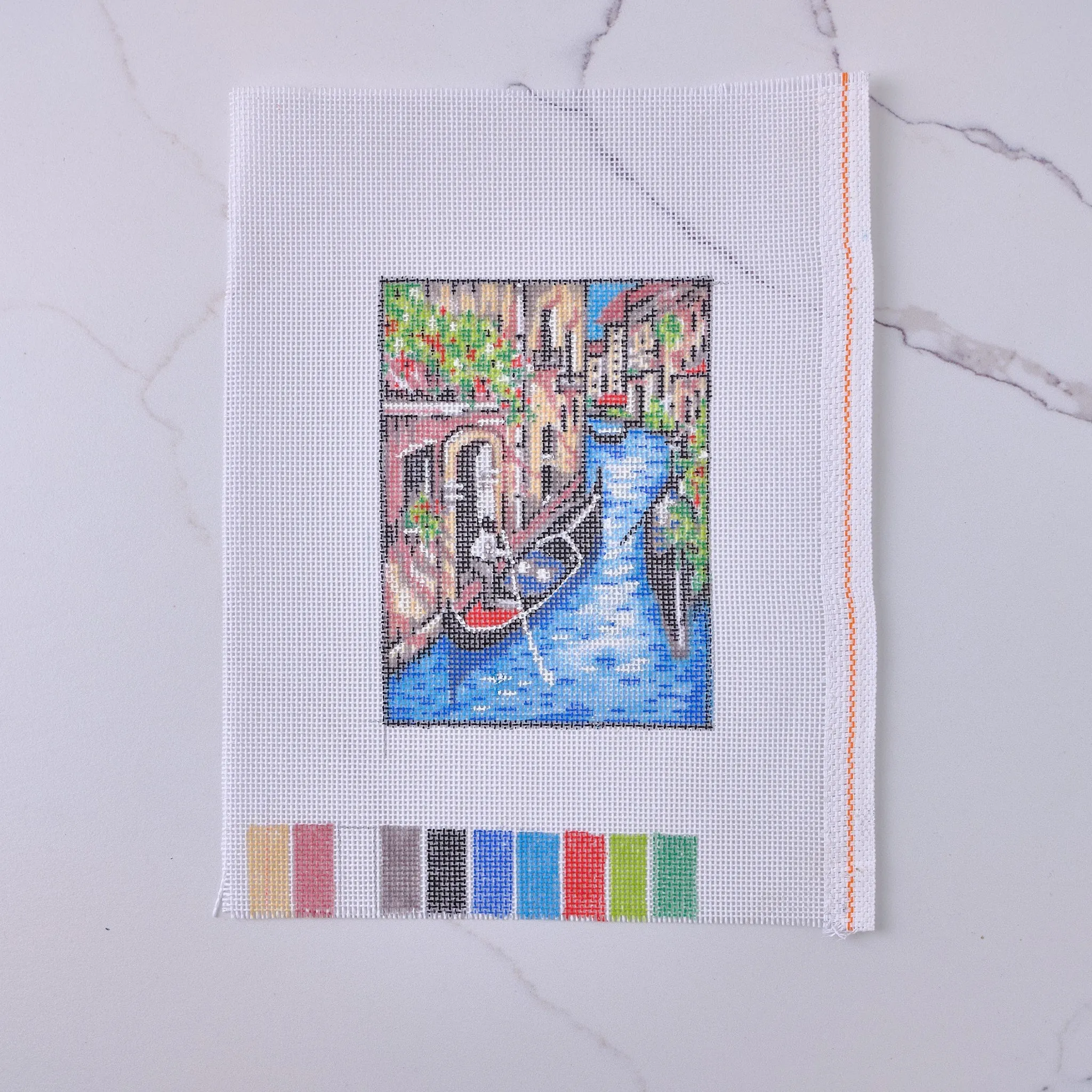 "Venice Canal" - Hand Painted Needlepoint Canvas