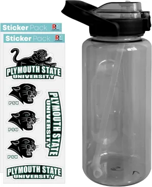 R and R Imports 64oz Water Bottle with Plymouth State University Waterproof Stickers Officially Licensed Single