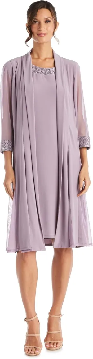 R&M Richards Womens Plus Embellished Evening Two Piece Dress