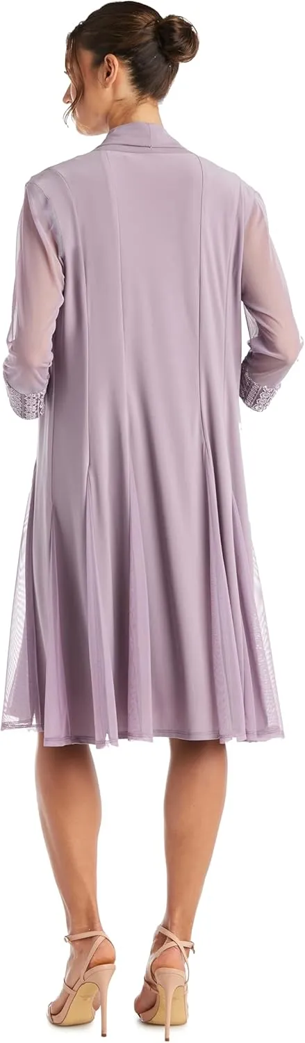 R&M Richards Womens Plus Embellished Evening Two Piece Dress