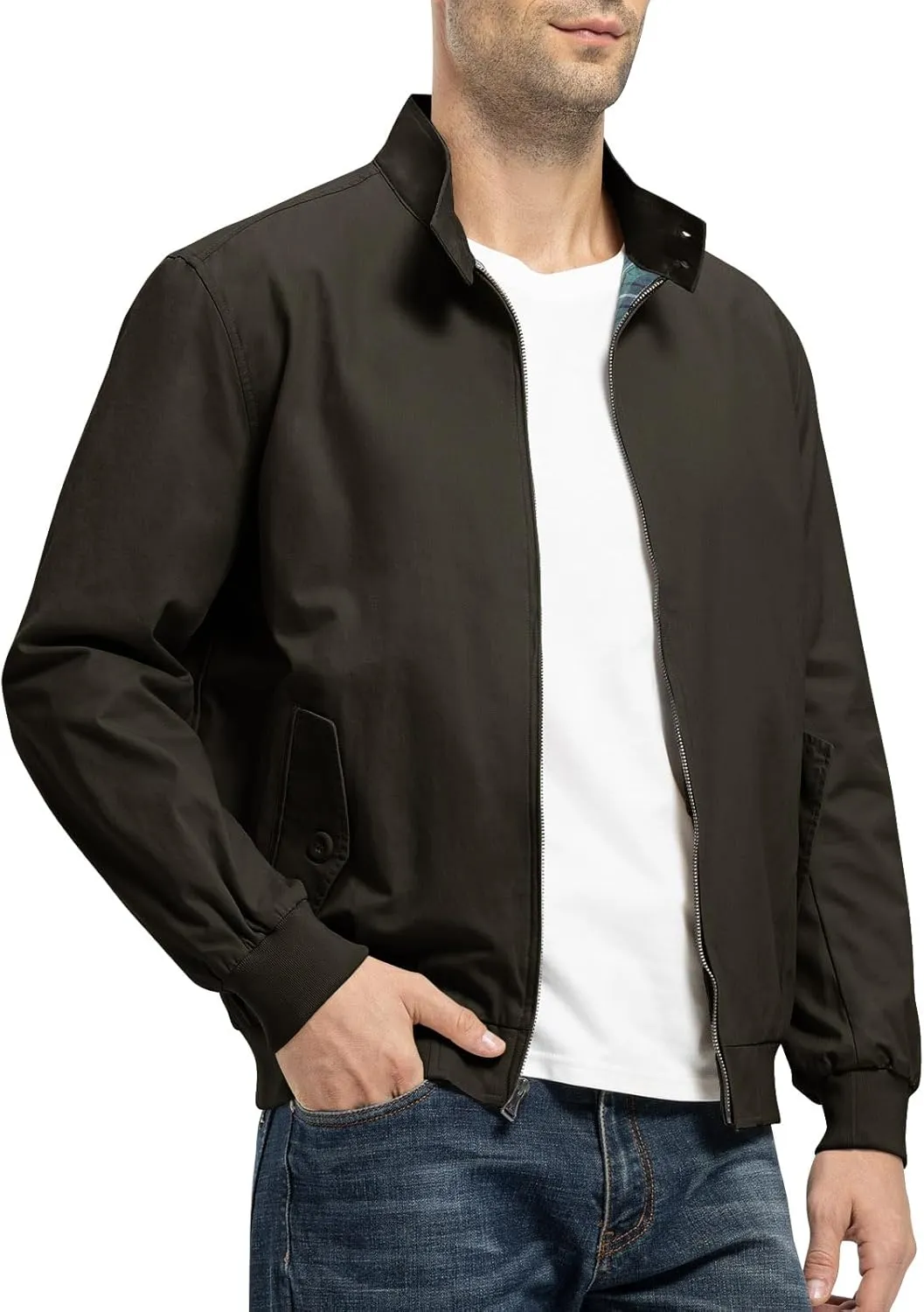 Rdruko Men's Bomber Jacket Cotton Lightweight Windbreaker Full Zip Casual Fashion Coat