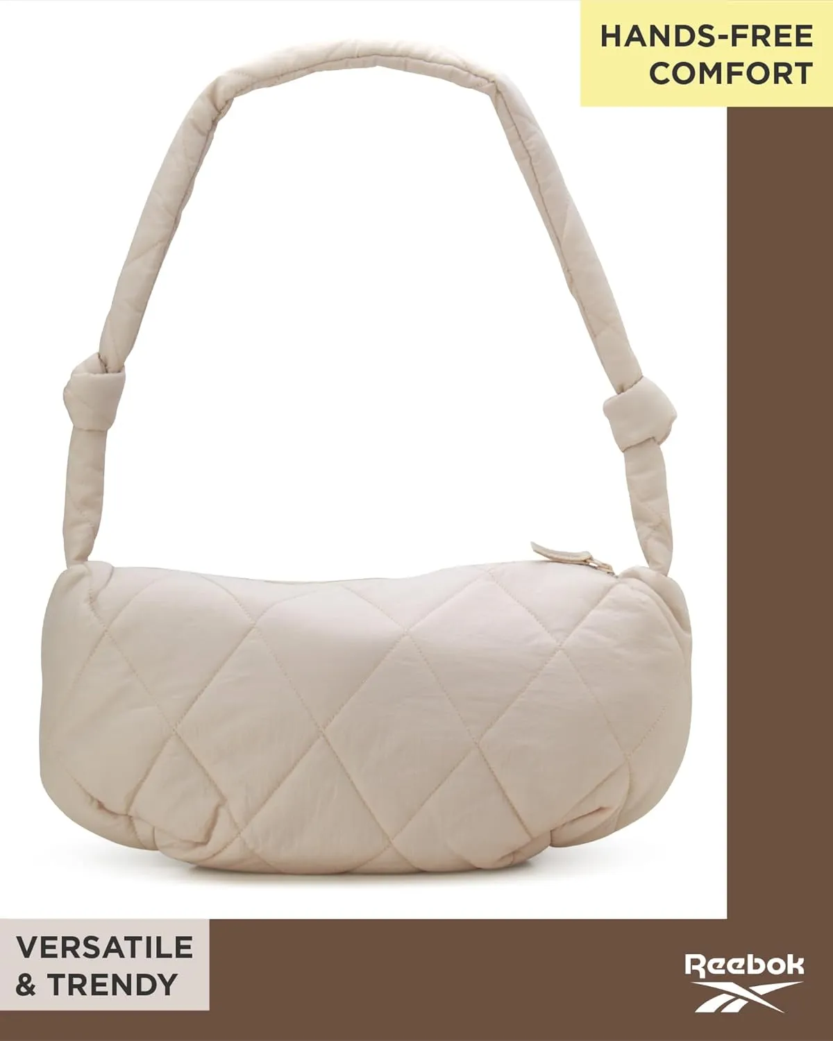 Reebok Quilted Puffer Tote Bag - Small Lightweight Shoulder Purse for Women