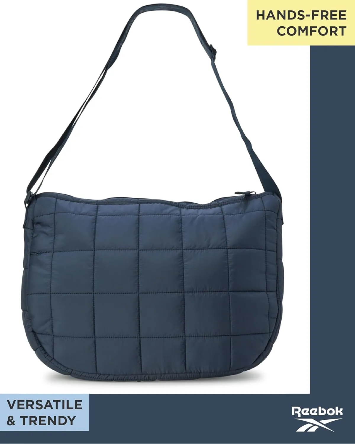 Reebok Womens Crossbody Bag - Oversized Quilted Puffer Tote Bag for Women, Large Shoulder Purse for Gym Travel & Everyday Use
