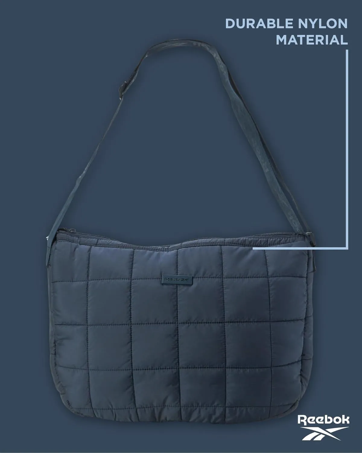 Reebok Womens Crossbody Bag - Oversized Quilted Puffer Tote Bag for Women, Large Shoulder Purse for Gym Travel & Everyday Use