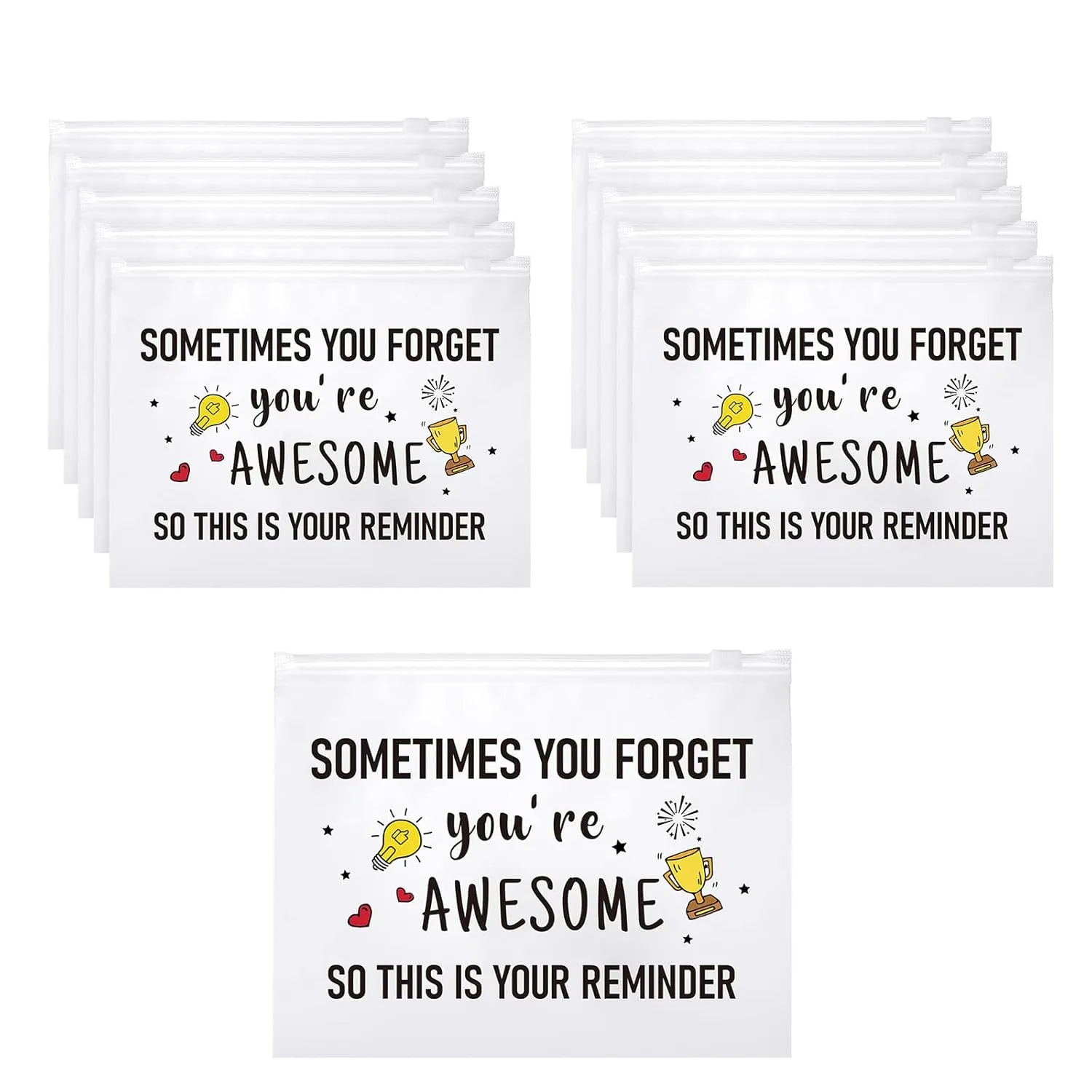 Reginary 50 Pcs Inspirational Gifts Bulk for Women Cosmetic Bag EVA You Are Braver Awesome Makeup Bag with Zipper for Birthday Graduation Christian Easter Encouragement Gifts(You Are Awesome)