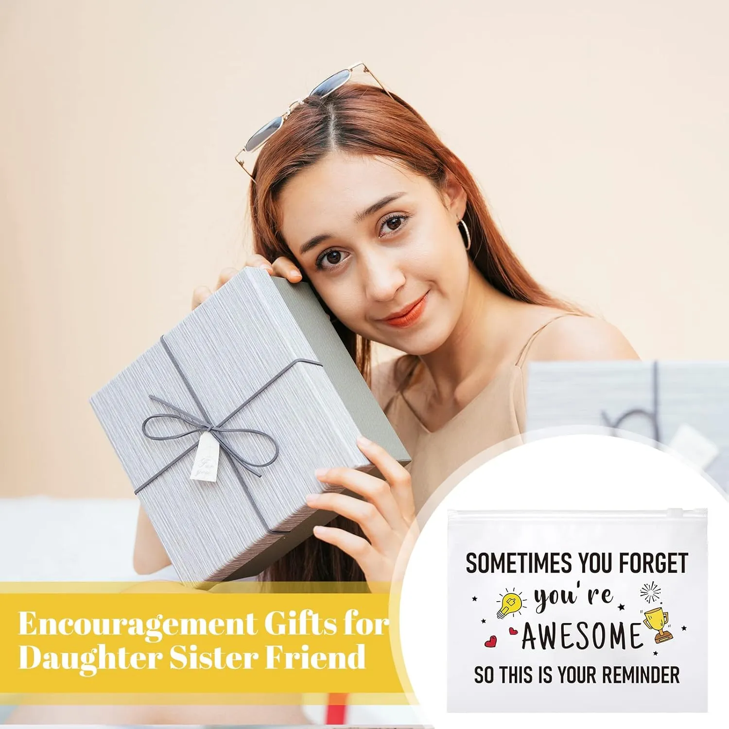 Reginary 50 Pcs Inspirational Gifts Bulk for Women Cosmetic Bag EVA You Are Braver Awesome Makeup Bag with Zipper for Birthday Graduation Christian Easter Encouragement Gifts(You Are Awesome)