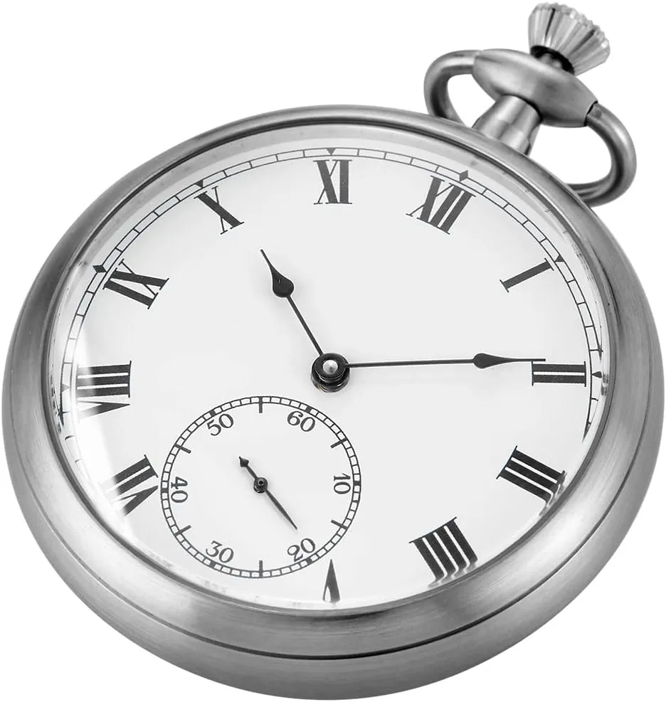 Resistance Full Steel Pocket Watch Mechanical Hand Wind Antique Clock Honed Stainless Original with Chain & Box