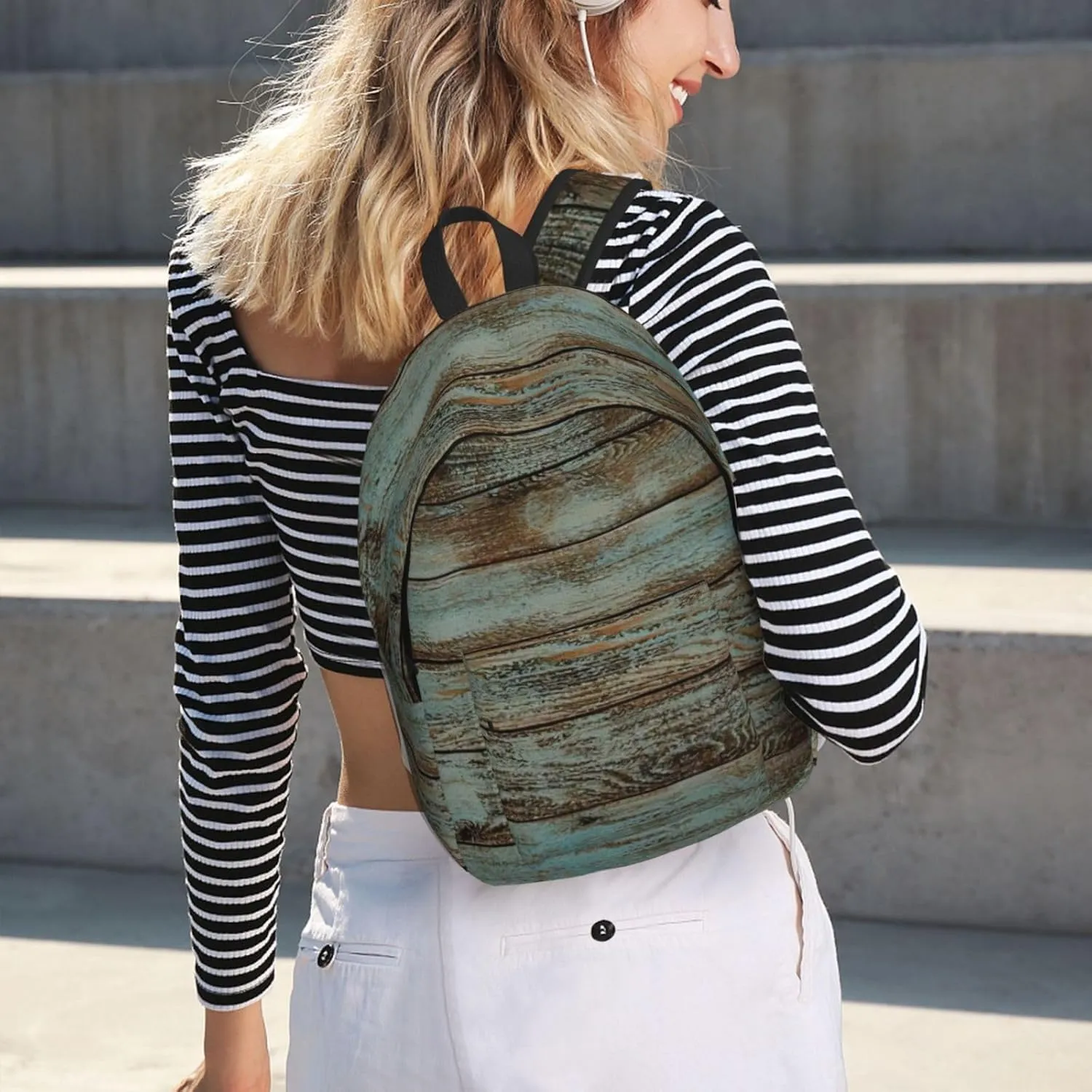 Retro Plank Large Capacity Backpack, Men'S And Women'S Fashionable Travel Backpack, Leisure Work Bag,