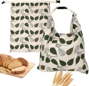 Reusable Beeswax Bread Bags for Homemade Sourdough, Sourdough Bread Bag with Zipper, 2 Pack Cotton Large Food Storage Bags to Keep Fresh