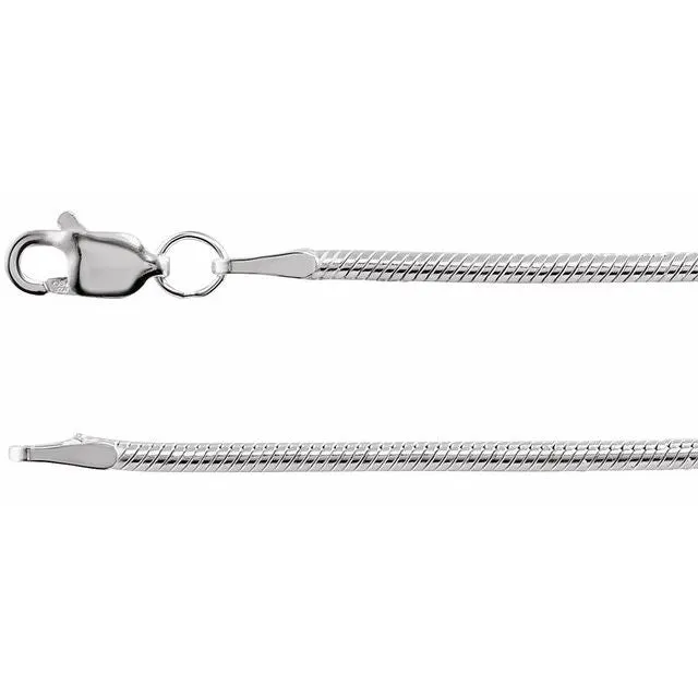 Rhodium-Plated Sterling Silver 1.5 mm Snake 16' Chain