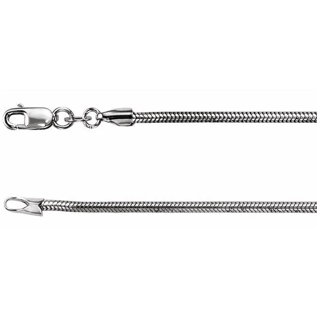 Rhodium-Plated Sterling Silver 1.5 mm Snake 16' Chain
