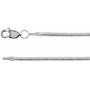 Rhodium-Plated Sterling Silver 1.5 mm Snake 16' Chain
