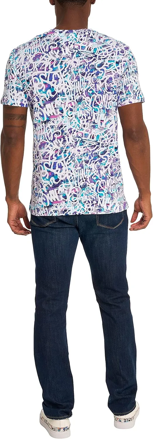 Robert Graham Men's Graffiti Art Short-Sleeve Knit Graphic Tshirt