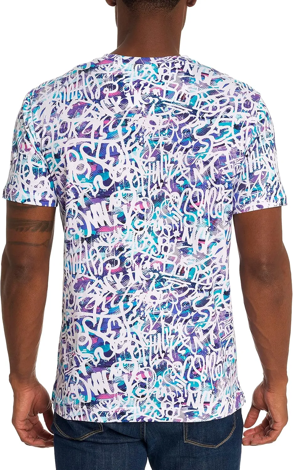 Robert Graham Men's Graffiti Art Short-Sleeve Knit Graphic Tshirt