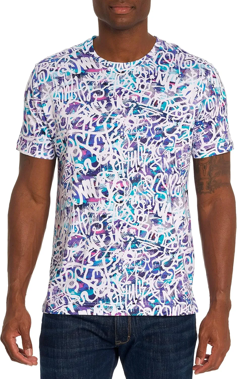Robert Graham Men's Graffiti Art Short-Sleeve Knit Graphic Tshirt