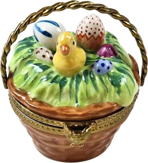 Rochard Easter Basket Limoges Porcelain - Collectible Figurine