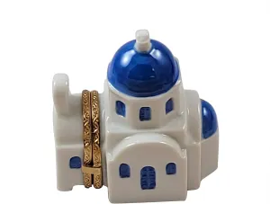 Rochard Santorini Church Limoges Porcelain Box - Collectible Figurine