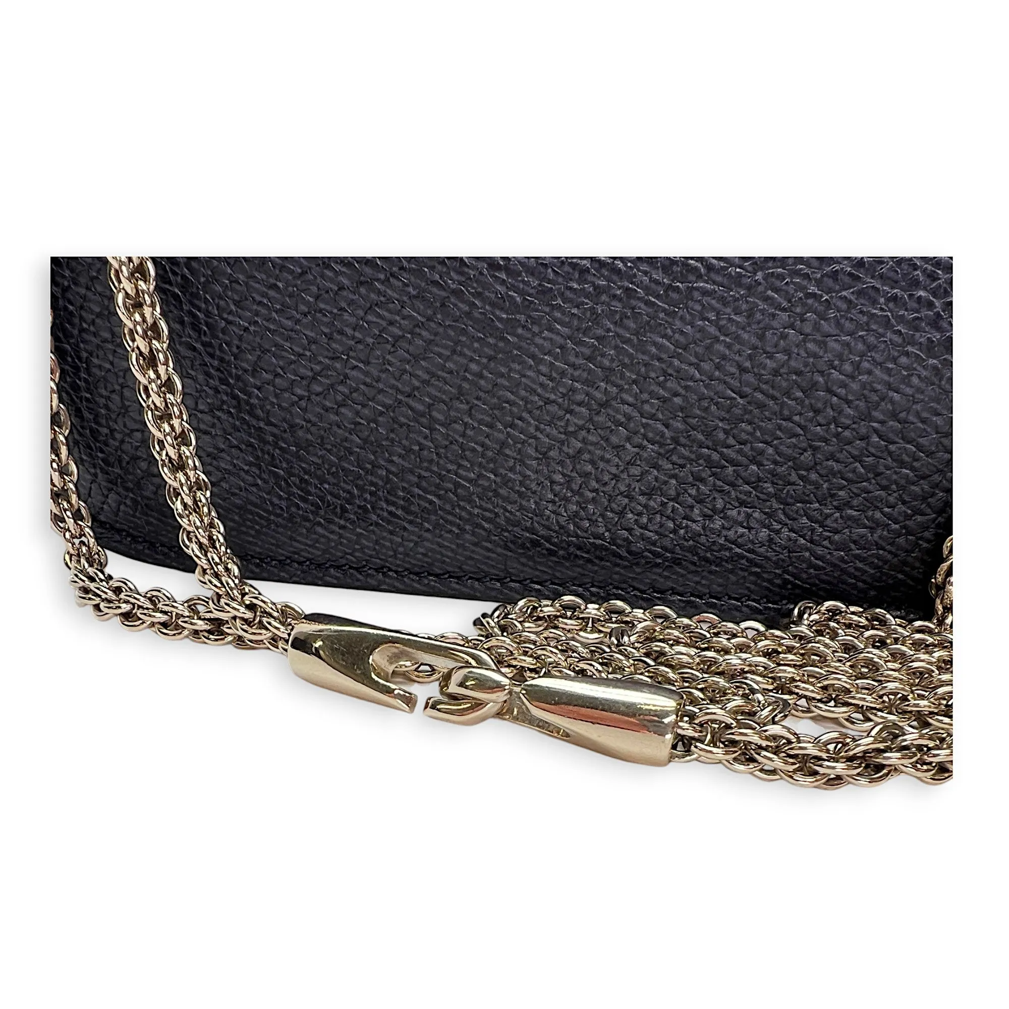 Rockstud Glam Lock Navy Crossbody Bag in Calfskin, Light Gold hardware