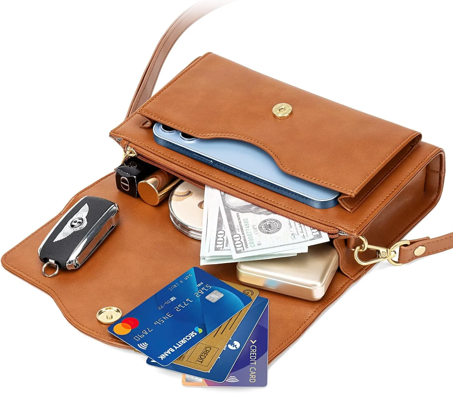 RONSIN Flap Saddle Bag for Women Crossbody Wallet Purse with RFID Card Saddle Purse Adjustable Strap Crossbody Bags