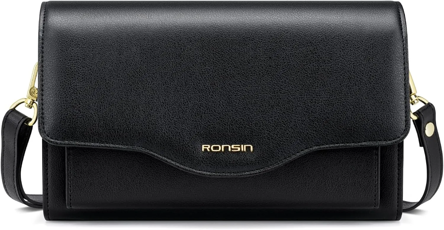 RONSIN Flap Saddle Bag for Women Crossbody Wallet Purse with RFID Card Saddle Purse Adjustable Strap Crossbody Bags