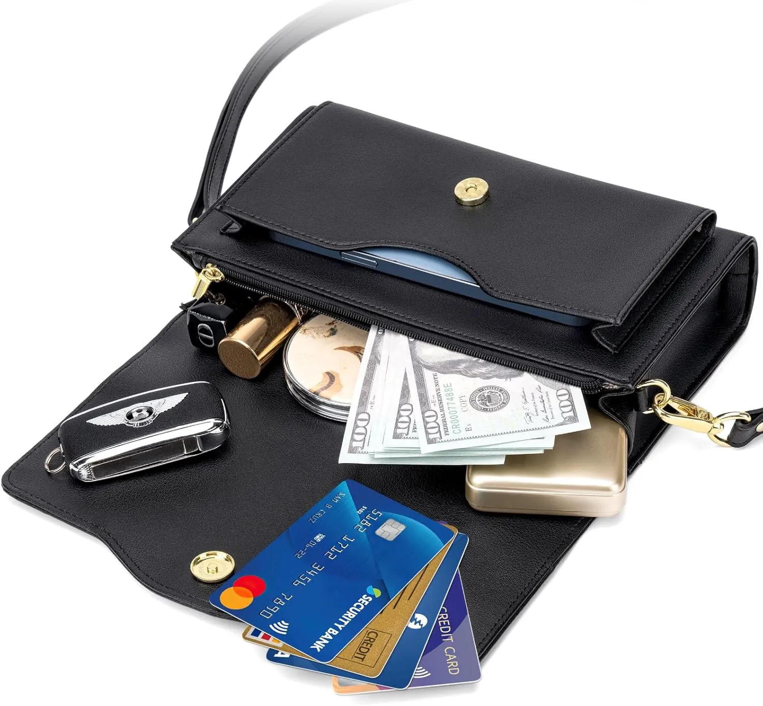 RONSIN Flap Saddle Bag for Women Crossbody Wallet Purse with RFID Card Saddle Purse Adjustable Strap Crossbody Bags