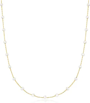Ross-Simons Pure Collection 3-3.5mm Cultured Pearl Station Necklace in 14kt Yellow Gold. 16 inches
