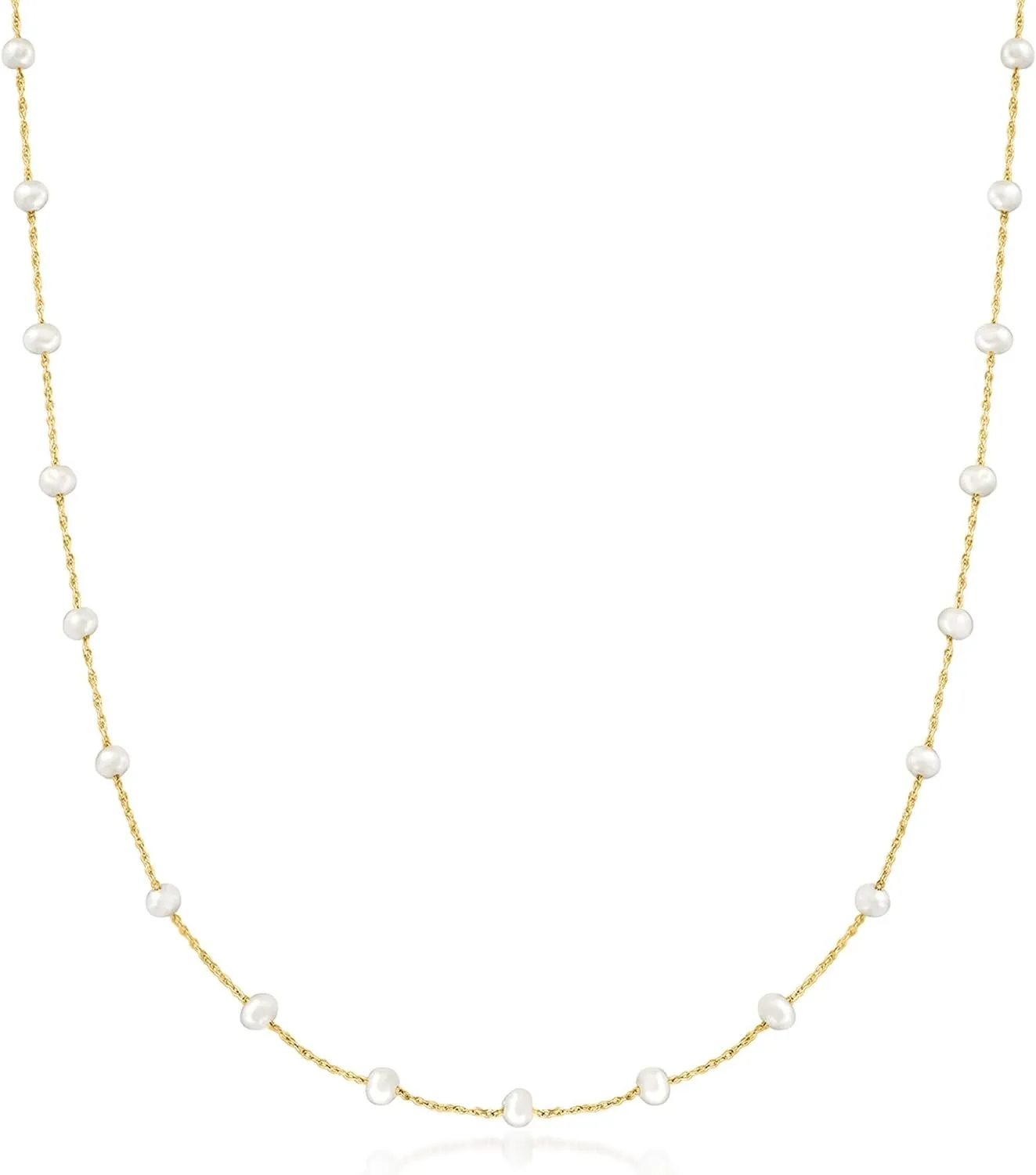 Ross-Simons Pure Collection 3-3.5mm Cultured Pearl Station Necklace in 14kt Yellow Gold. 16 inches