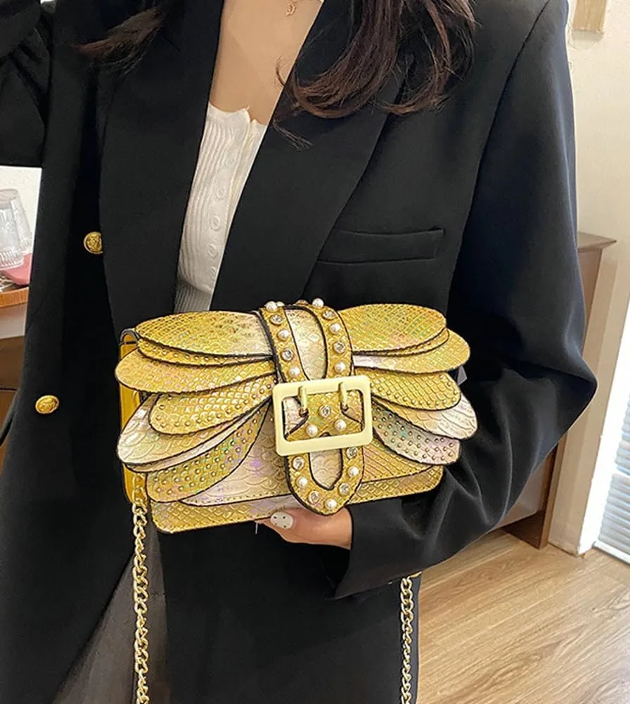 Rungion Womens Small Crossbody Bags Snake Print Handbags Vegan Leather Shoulder Purse Trendy Ladies Party Clutch Satchel